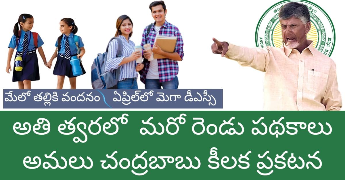 AP Cm Chandrababu Announces About Thalliki vandanam and Mega DSC Implementation
